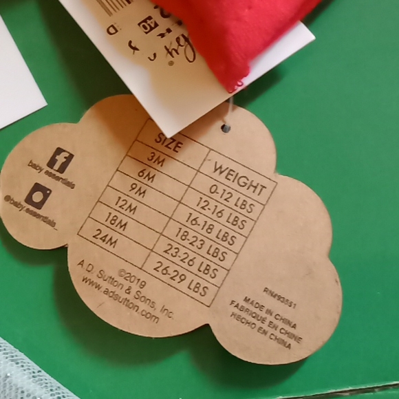 Baby Essentials 2 piece red Christmas set. 9 mths NWT - Picture 6 of 8